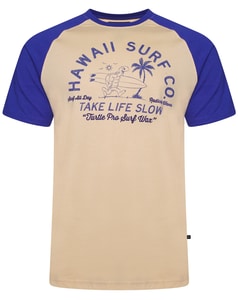 KAM Hawaii Surf Turtle Raglan T-Shirt Rattan